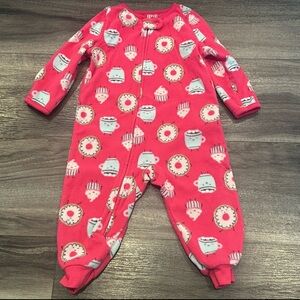 CARTER'S BABY GIRL FLEECE SLEEP AND PLAY SIZE 18 MONTHS DONUTS CUPCAKES COFFEE